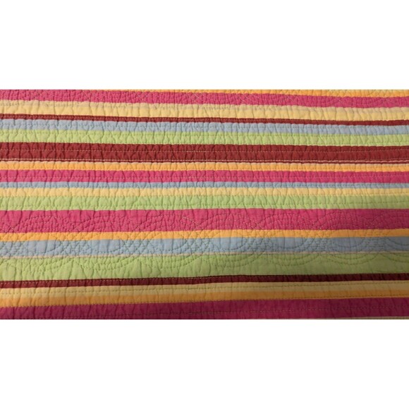 Rainbow Quilt Homemade‎ With Machine 84" X 84" & 2 Shams Full - Queen With Case - Picture 8 of 16